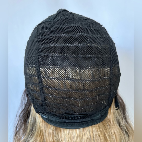 “Put On & Go” Ombre Golden Blonde Premium Fiber Wig with Bangs - Picture 9 of 11